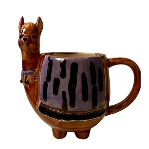 ALPACA Mug Hand Painted Coffee Tea 15 Oz Colorful Planter Project Yarn Llama